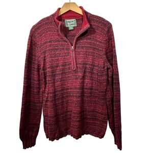 Woolrich Wool Blend 1/4 Zip Sweater Womens  L Red Heather